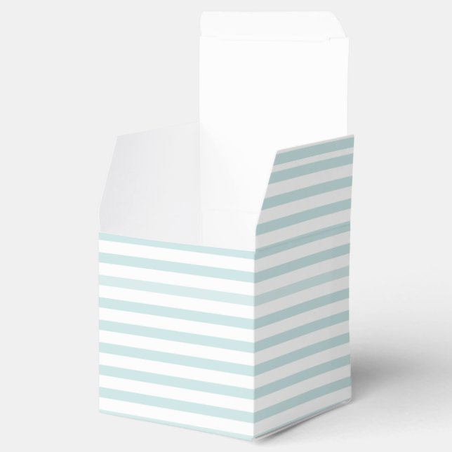 Lt. Blue and White Horizontal Stripe Favor Box (Opened)