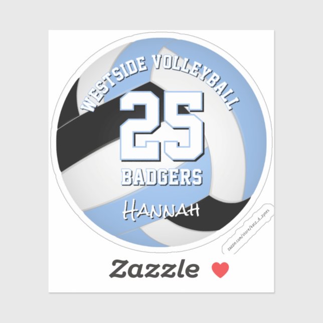 lt blue black volleyball club colours athlete name (Sheet)