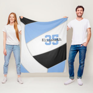 lt blue black white kids sports room volleyball fleece blanket
