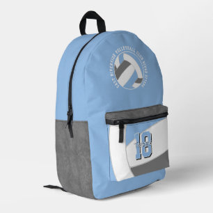 lt blue grey volleyball team colours team name printed backpack