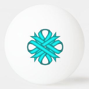 Lt Blue / Teal Clover Ribbon by Kenneth Yoncich Ping Pong Ball