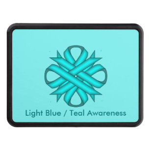 Lt Blue/Teal Clover Ribbon by Kenneth Yoncich Trailer Hitch Cover