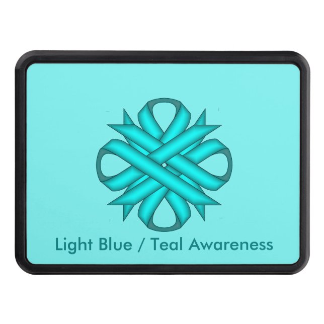 Lt Blue/Teal Clover Ribbon by Kenneth Yoncich Trailer Hitch Cover (Front)