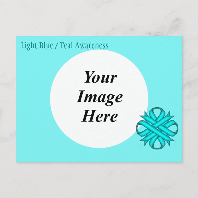 Lt Blue/Teal Clover Ribbon Template by K Yoncich Postcard (Front)