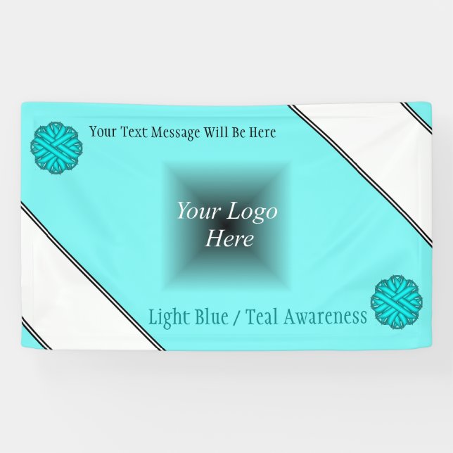 Lt Blue/Teal Flower Ribbon by Kenneth Yoncich Banner (Horizontal)