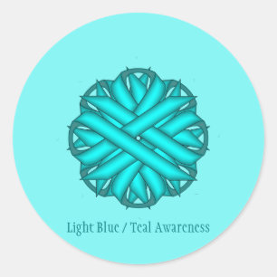 Lt Blue/Teal Flower Ribbon by Kenneth Yoncich Classic Round Sticker