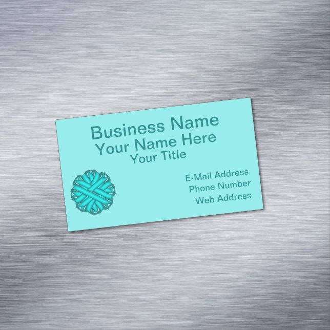 Lt Blue/Teal Flower Ribbon by Kenneth Yoncich Magnetic Business Card (In Situ)