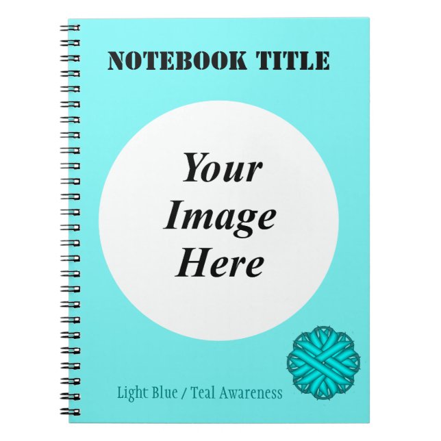 Lt Blue/Teal Flower Ribbon Template by K Yoncich Notebook (Front)