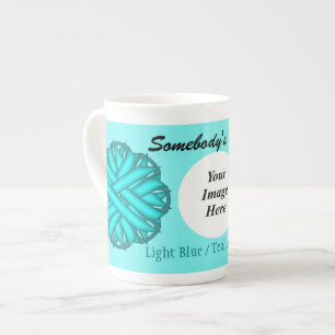Lt Blue/Teal Flower Ribbon Tmpl by Kenneth Yoncich Bone China Mug