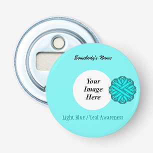 Lt Blue/Teal Flower Ribbon Tmpl by Kenneth Yoncich Bottle Opener