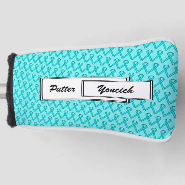 Lt Blue / Teal Standard Ribbon by Kenneth Yoncich Golf Head Cover (Front)