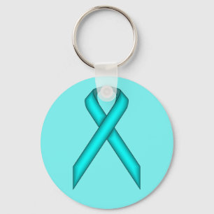 Lt Blue / Teal Standard Ribbon by Kenneth Yoncich Keychain