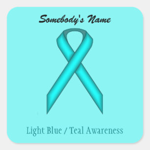 Lt Blue/Teal Standard Ribbon by Kenneth Yoncich Square Sticker