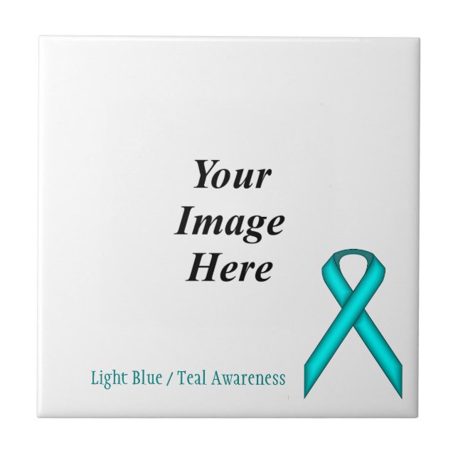 Lt Blue / Teal Standard Ribbon by Kenneth Yoncich Tile (Front)