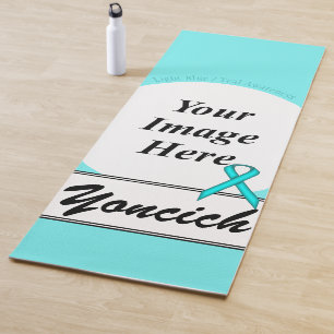 Lt Blue/Teal Standard Ribbon Template by K Yoncich Yoga Mat