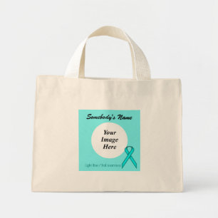 Lt Blue/Teal Standard Ribbon Tmpl by K Yoncich Mini Tote Bag
