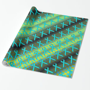 Lt Blue/Teal Stnd Ribn Pattern by Kenneth Yoncich Wrapping Paper