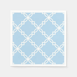 Lt Blue White Large Fancy Quatrefoil Pattern Napkin