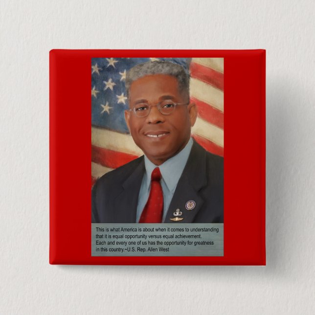 Lt. Col. Allen West 2 Inch Square Button (Front)