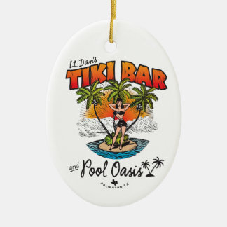 Lt. Dan's Tiki Bar & Pool Oasis Bikini Babe Ceramic Ornament