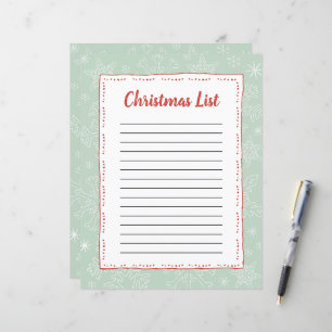 Lt Green Snowflake Christmas BG Santa Wish List