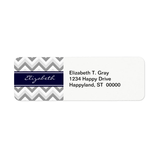Lt Grey Med Grey Blanc Chevron Nom de la marine Mo (Devant)