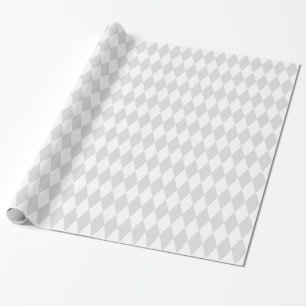 Lt Grey White Harlequin Diamond Pattern Wrapping Paper