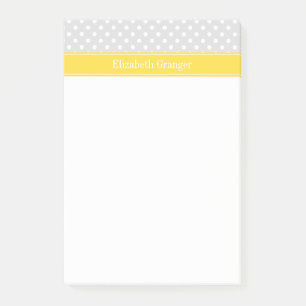 Lt Grey White Polka Dots Pineapple Name Monogram Post-it Notes