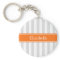 Lt Grey White Stripe Pumpkin Orange Name Monogram