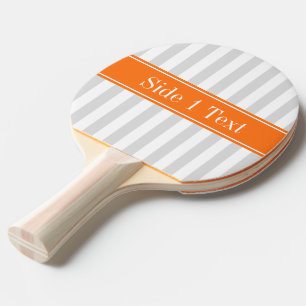 Lt Grey White Stripe Pumpkin Orange Name Monogram Ping Pong Paddle