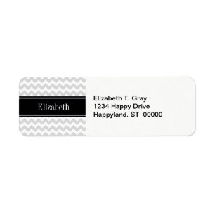 Lt Grey Wht Chevron Black Name Monogram