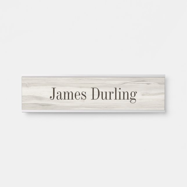 Lt. Grey Wood Grain Effect Desk Hanging Nameplate (Front)