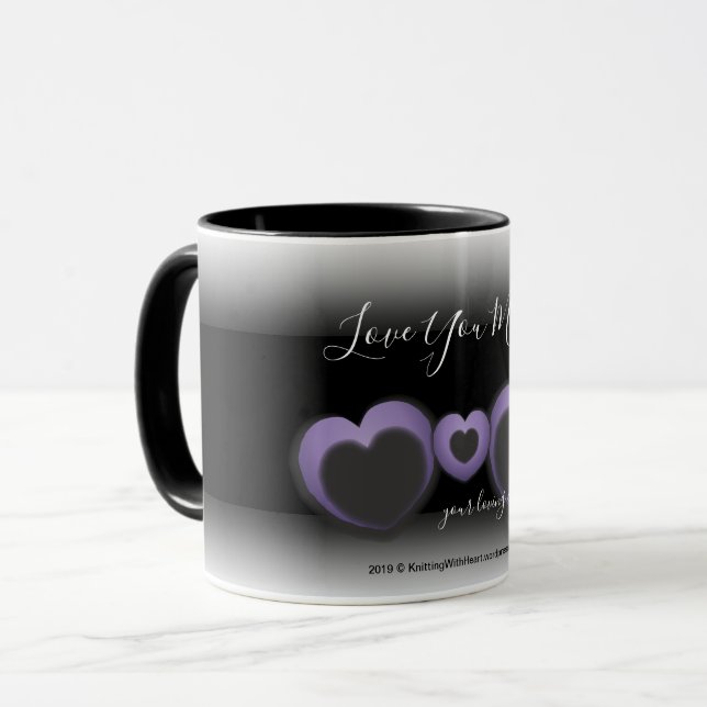 Lt PURPLE ❤“Love You Mom” Monogram Heart Customize Mug (Front Left)