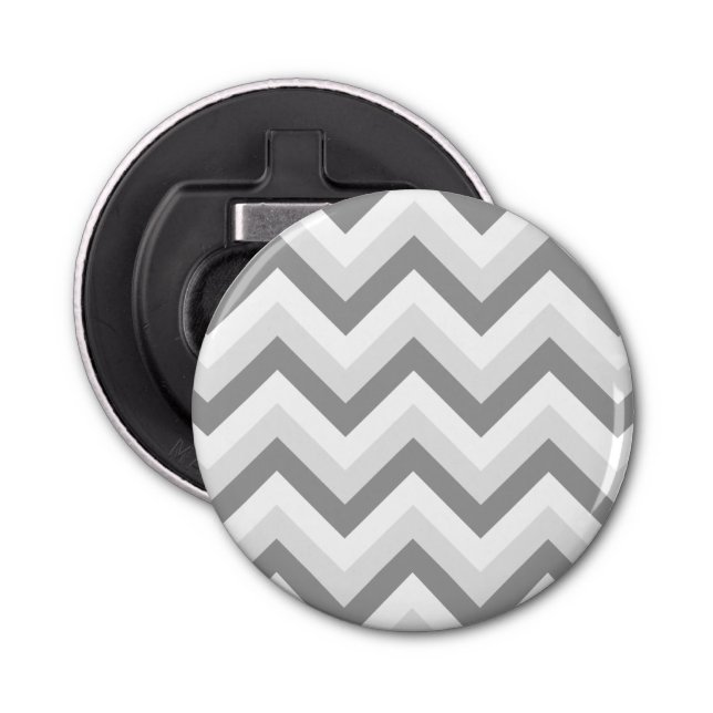 Lt Two Grey White Chervron ZigZag Bottle Opener (Front)