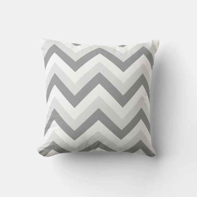 Lt Two Grey White Chervron ZigZag Throw Pillow (Front)