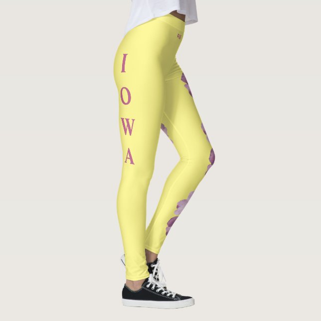 Lt. Yellow Iowa State Flower Wild Rose Leggings (Right)