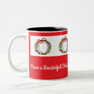 Ltc-Red Christmas Coffee Mug With Wreaths