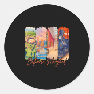 Ltimore Maryland Traveling Brushstroke Souvenir Va Classic Round Sticker