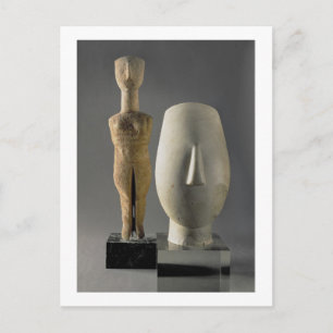 (Lto R) Figurine with crossed arms, Cycladic; head Postcard