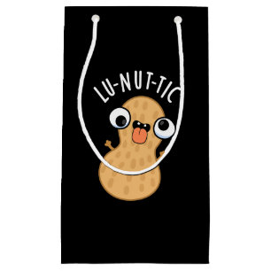 Lu-nut-ic Funny Peanut Puns Dark BG Small Gift Bag