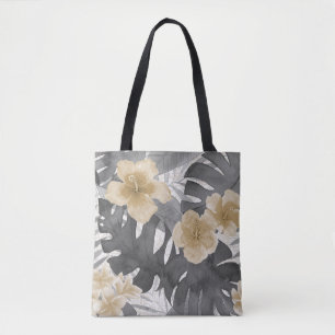 Luana Aquarelle Tropical Grey Floral Beach Sac