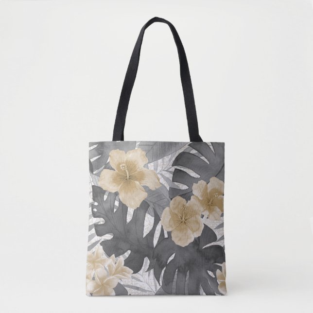 Luana Aquarelle Tropical Grey Floral Beach Sac (Devant)