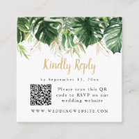 LUANA Tropical Greenery Beach Wedding QR Code  Squ