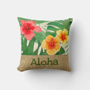 Luana Watercolor Tropical Floral Reversible Throw Pillow