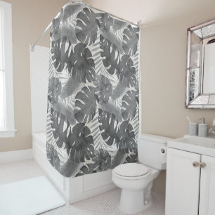 Luana Watercolor Tropical Grey Leaves