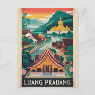 Luang Prabang Laos Retro Travel Poster Art Holiday Postcard