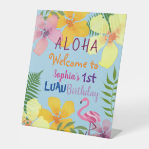 Luau 1st Birthday Welcome Pedestal Sign