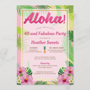 Luau 40th Birthday Party Invitation