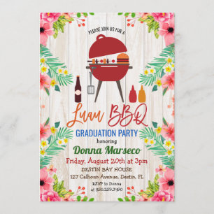 Luau Aloha BBQ Invitation de graduation tropicale