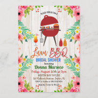Luau Aloha BBQ Tropical Bridal Shower Invitation